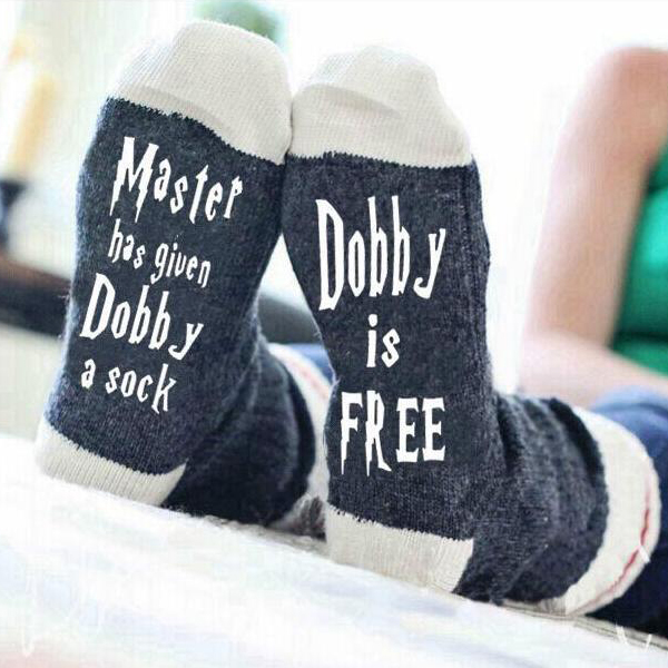 Master Has Given Dobby Men Women Letters Cotton Socks Crew Socks AB Sock Mismatched Socks Novelty Socks